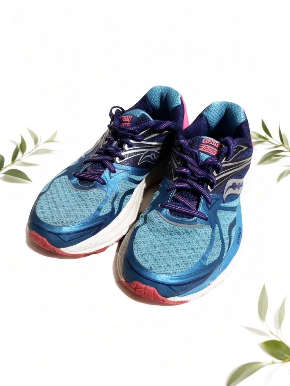 Saucony Ride 9 Women's Running Shoes Blue Purple EVERUN, Size 8.5